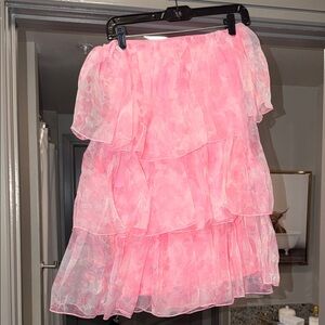 PrettyLittleThing Pink Tiered Ruffle Mini Skirt
